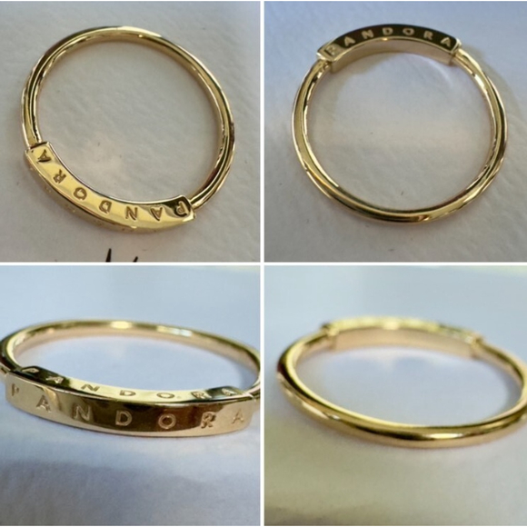 PANDORA Jewelry - NEW❗️Pandora 14k Yellow Gold Signature I-D Ring Size 60(9.25)